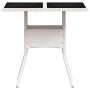 Tavolo Giardino con Piano Vetro Bianco 80x80x75 cm Polyrattan