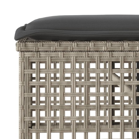 Divano da Giardino 4pz Cuscini Grigio Chiaro Polyrattan e Vetro