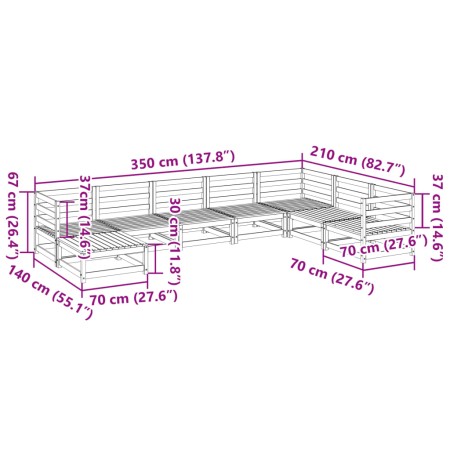 Set Divani da Giardino 8 pz in Legno Impregnato di Pino