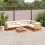 Set Divani da Giardino 7 pz Marrone Cera Legno Massello Pino