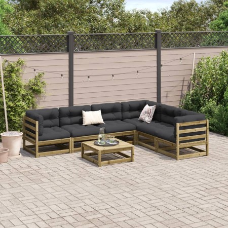 Set Divani da Giardino 7 pz in Legno Impregnato di Pino