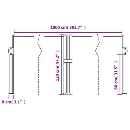 Tenda da Sole Laterale Retrattile Beige 120x1000 cm