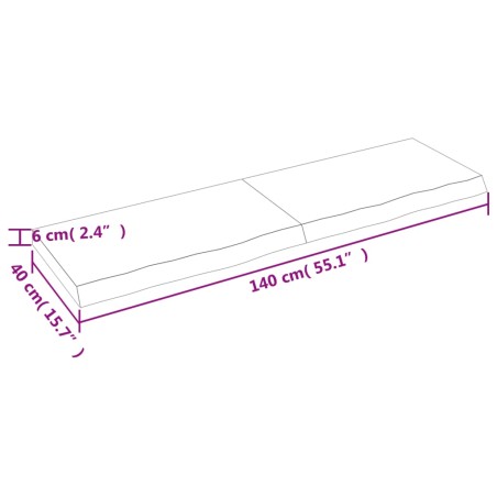 Ripiano a Parete 140x40x(2-6) cm Massello Rovere Non Trattato