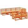 Set Divani da Giardino 8 pz Marrone Cera Legno Massello Pino