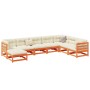 Set Divani da Giardino 8 pz Marrone Cera Legno Massello Pino