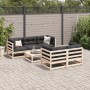 Set Divani Giardino 6 pz con Cuscini in Legno Massello di Pino