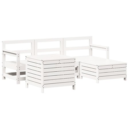 Set Salotto da Giardino 5 pz Bianco in Legno Massello di Pino