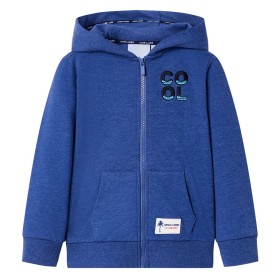 Felpa con Cappuccio e Cerniera per Bambini Blu Scuro Mélange 116