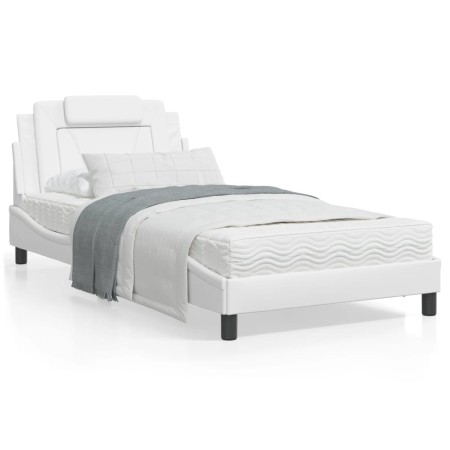 Letto con Materasso Bianco 100x200 cm in Similpelle