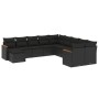 Set Divani da Giardino 11 pz con Cuscini in Polyrattan Nero