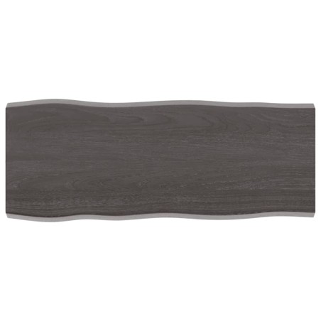 Piano Tavolo Marrone Scuro 100x40x(2-4)cm Rovere Non Trattato