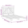 Giroletto con Testiera Grigio 140x200 cm Legno Massello di Pino