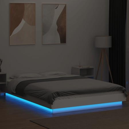 Giroletto con Luci LED Bianco 120x200 cm in Legno Multistrato