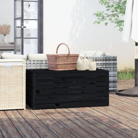 Contenitore Giardino Nero 101x50,5x46,5 cm Legno Massello Pino