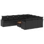 Set Divani da Giardino 11 pz con Cuscini in Polyrattan Nero