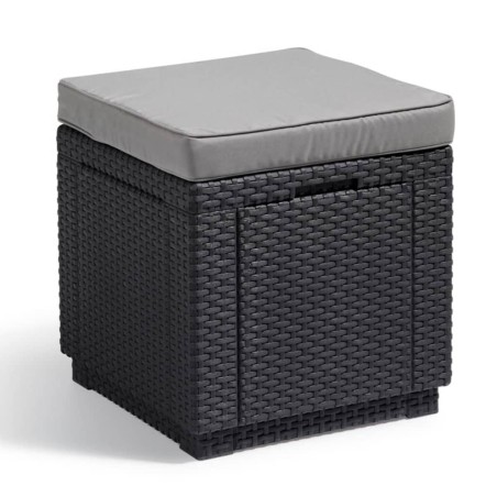 Keter Cubo Pouf Portaoggetti con Cuscino Grafite