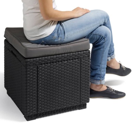 Keter Cubo Pouf Portaoggetti con Cuscino Grafite