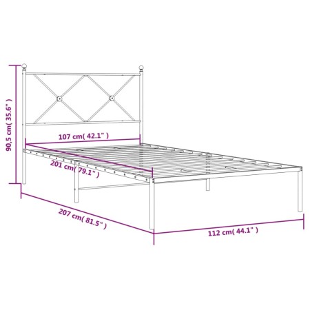 Giroletto con Testiera in Metallo Nero 107x203 cm