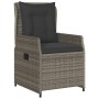 Set da Pranzo da Giardino 7 pz con Cuscini in Polyrattan Grigio