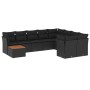 Set Divani da Giardino 10pz con Cuscini in Polyrattan Nero