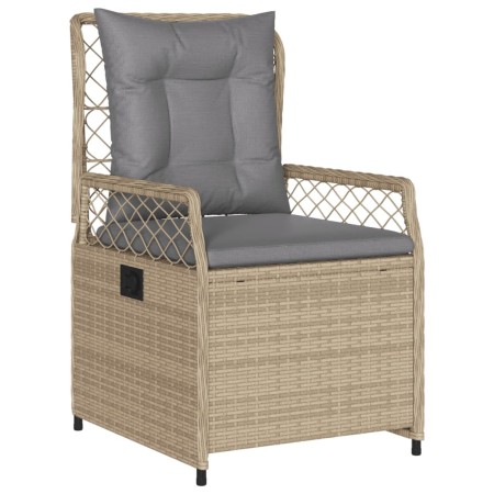 Set da Pranzo da Giardino 9 pz con Cuscini Beige in Polyrattan