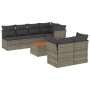 Set Divano da Giardino 8 pz con Cuscini Grigio in Polyrattan