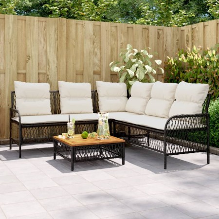 Set Divani da Giardino 2 pz con Cuscini in Polyrattan Nero