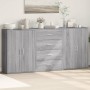 Credenze 3 pz Grigio Sonoma 60x31x84 cm in Legno Multistrato