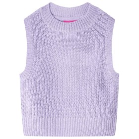 Gilet da Bambina Lavorato a Maglia Lilla Chiaro 140