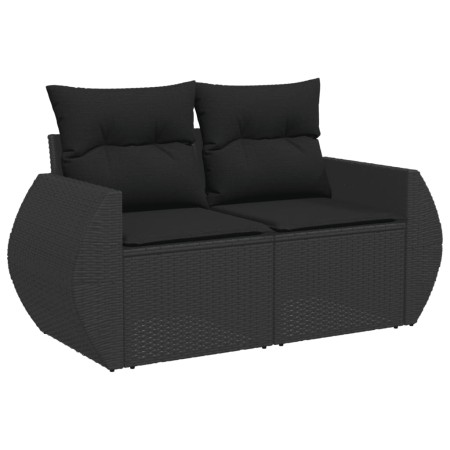 Set Divani da Giardino 10pz con Cuscini in Polyrattan Nero