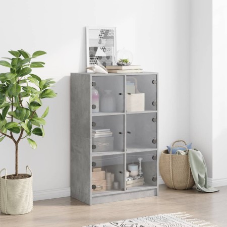 Credenza con Ante Grigio Cemento 68x37x109 cm Legno Multistrato