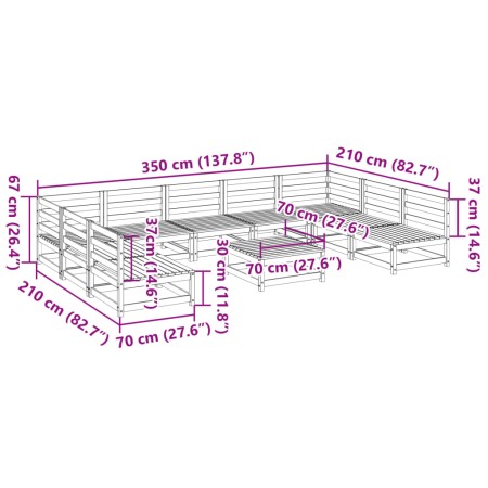 Set Divani da Giardino 10 pz in Legno Massello Abete Douglas