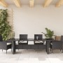 Tavolo da Giardino Piano in Vetro Nero 240x90x75 cm Polyrattan