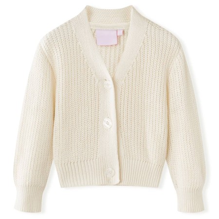 Cardigan da Bambina Lavorato a Maglia Bianco Neve 128