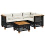 Set Divani da Giardino 5 pz con Cuscini in Polyrattan Nero