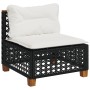 Set Divani da Giardino 5 pz con Cuscini in Polyrattan Nero