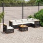 Set Divani da Giardino con Cuscini 7pz Nero Polyrattan