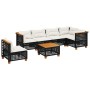 Set Divani da Giardino con Cuscini 7pz Nero Polyrattan