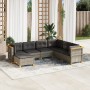 Set Divani da Giardino 7 pz con Cuscini Grigio in Polyrattan