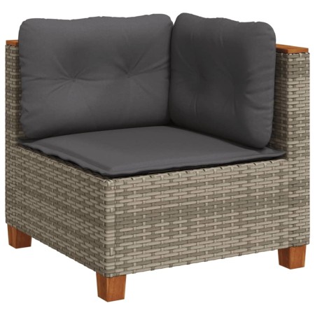 Set Divani da Giardino 7 pz con Cuscini Grigio in Polyrattan