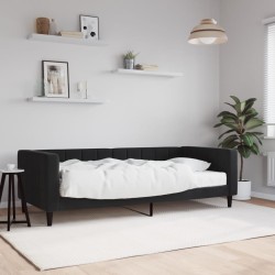 Divano Letto con Materasso Nero 90x200 cm in Velluto