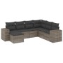 Set Divani da Giardino 7 pz con Cuscini Grigio in Polyrattan