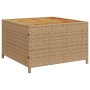 Divano da Giardino con Tavolo e Cuscini a L Beige in Polyrattan