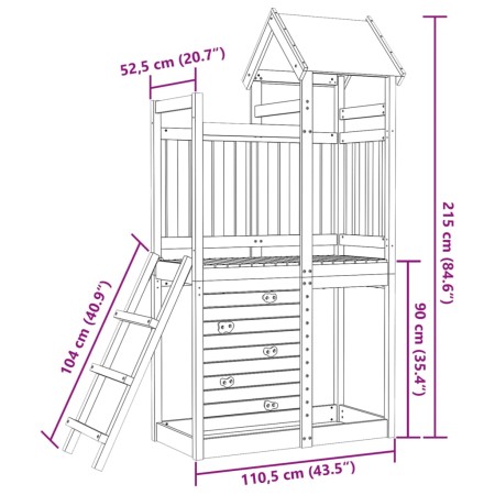 Torre da Gioco con Arrampicata 110,5x52,5x215cm Pino Impregnato