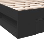 Giroletto con Cassetti Nero 180x200 cm in Legno Multistrato