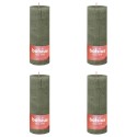 Bolsius Candele Rustiche a Colonna 4 pz 130x68 mm Verde Oliva