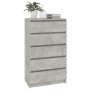 Cassettiera Grigio Cemento 60x36x103 cm in Legno Multistrato