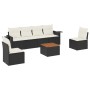 Set Divani da Giardino con Cuscini 7pz Nero Polyrattan