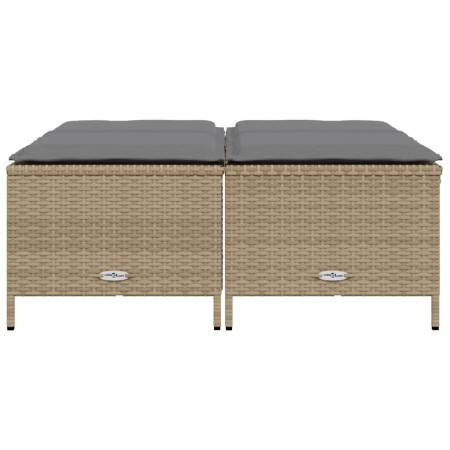 Sgabelli da Giardino con Cuscini 4 pz Beige in Polyrattan