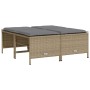 Sgabelli da Giardino con Cuscini 4 pz Beige in Polyrattan